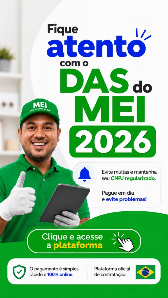Fique atento com o DAS do MEI 2026. Evite multas e mantenha seu CNPJ regularizado.